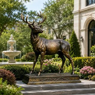 Victory Large outdoor bronze deer sculpture for parks and luxury estate garden VSB-115