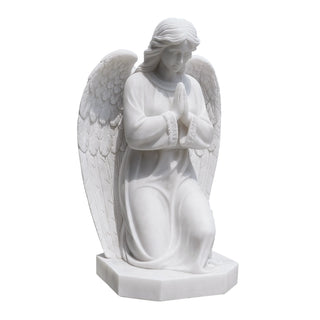 VICTORY VSM-98 Hand-carved white marble praying angel statue for church and memorial decor
