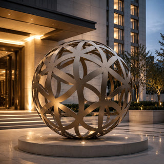 Bronze sphere outdoor garden sculpture for modern landscape luxury estate and courtyard decoration