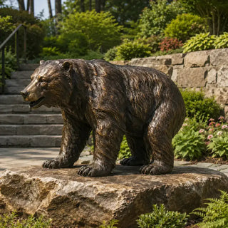 Handcrafted bronze bear garden perfect for a luxury estate garden and wildlife park.