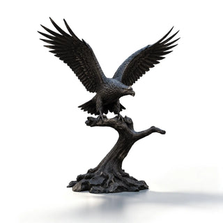 Custom bronze wildlife eagle statue featured in a luxury estate garden and public art installation