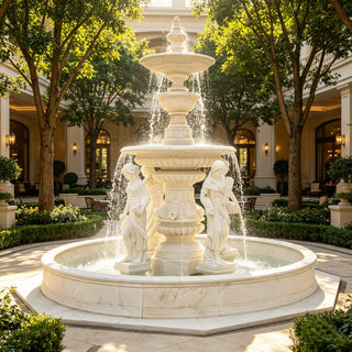 Large European marble tiered fountain with classical female statues for garden decor VSM-143