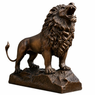 Life-size bronze lion statue for luxury estate entrance, villa garden, and outdoor spaces.