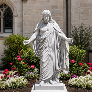 Large outdoor Jesus statue carved from natural granite for church and Christian garden display VSM-171
