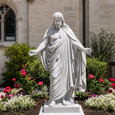 Large outdoor Jesus statue carved from natural granite for church and Christian garden display VSM-171