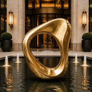 Large golden bronze sculpture for luxury estate garden hotel courtyard and modern landscape design