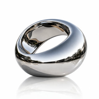Reflective metal garden sculpture with an open sphere form for modern estates and landscaped courtyards