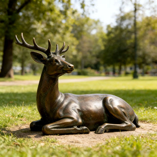 Life-size bronze resting deer sculpture for outdoor garden, park, and estate decoration VSB-105