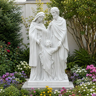 Life-size white marble Holy Family statue for church and garden decoration VSM-124