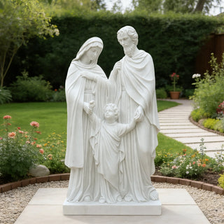 Life-size white marble Holy Family statue for church and garden decoration VSM-124