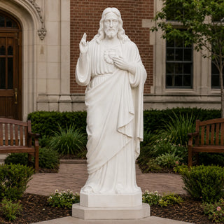 Marble Jesus sculpture for Catholic prayer gardens, Christian schools, cemeteries, and christian school.