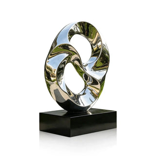 Mirror polished stainless steel infinity ring sculpture for modern luxury garden and indoor decor