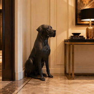 Large bronze sitting dog sculpture for luxury garden, villa entrance and patio decor VSB-114