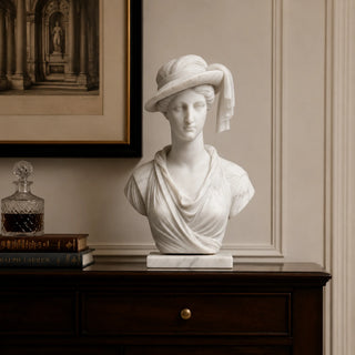 Classic marble Greek woman bust statue for office décor, the study room, and library.