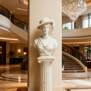 Classic marble Greek woman bust statue for office décor, the study room, and library.