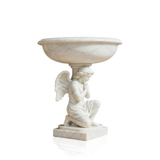 Victory Sculptures Elegant white marble cherub planter for memorial gardens and estates