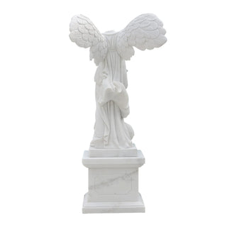 Elegant hand-carved Greek goddess sculpture of Winged Victory for luxury home and garden decor
