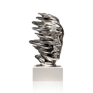 Mirror polished stainless steel abstract face sculpture for luxury interiors or modern living room