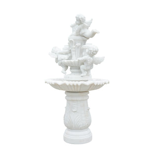 Hand-carved marble fountain, classic garden water feature for garden, patio and courtyard decor