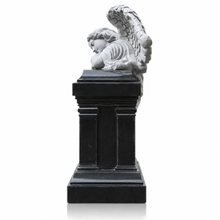Sleeping angel marble headstone for cemetery memorial with elegant hand-carved details VSM-47