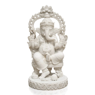 White marble Ganesha sculpture for meditation room and yoga space decor