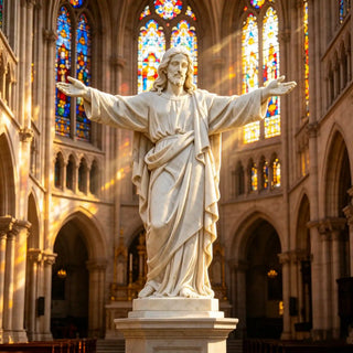 VICTORY hand-carved marble Jesus sculpture VSM-75 for churches and sacred Christian decor