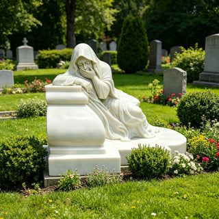 Custom marble grave monument featuring mourning figure for cemetery remembrance VSM-59