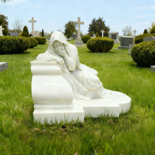 Custom marble grave monument featuring mourning figure for cemetery remembrance VSM-59