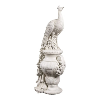 Hand Carved Natural Marble Peacock Sculpture on Classical Urn Luxury Garden Statue for Villa VSM-118