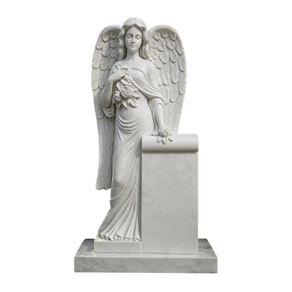 Hand-carved marble angel memorial headstone for cemetery tribute and Remembrance VSM-131