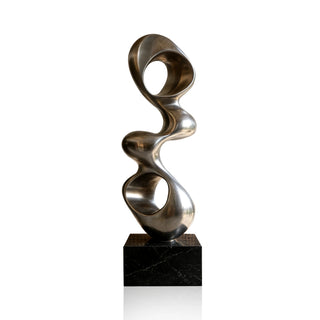 Luxury stainless steel double-ring sculpture displayed in a hotel lobby entrance VSS-76