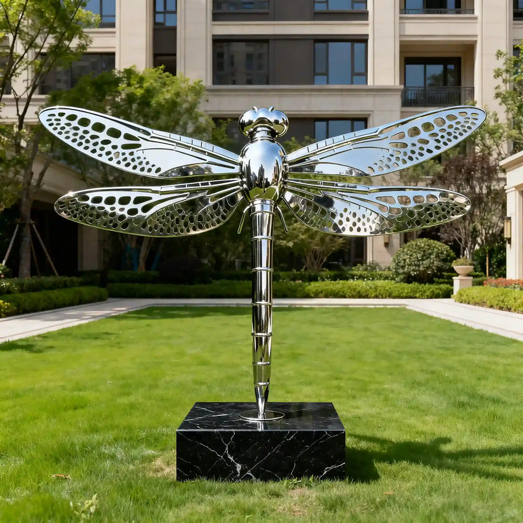 Stainless Steel Dragonfly Sculpture – Mirror-Polished Metal Insect VSS ...
