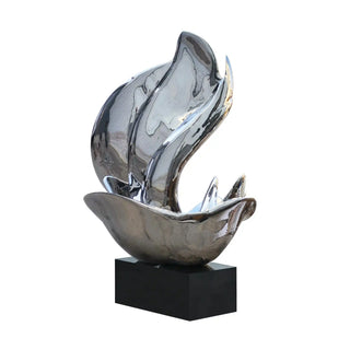 VICTORY VSS-91 Modern fluid metal sculpture in polished stainless steel for business lobby decor