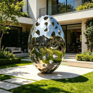 VICTORY VSS-95 Stainless steel hollow egg sculpture with mirror finish for art outdoor garden
