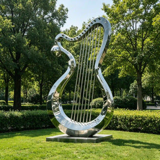 Victory Sculptures VSS-93 Modern stainless steel harp sculpture for outdoor garden