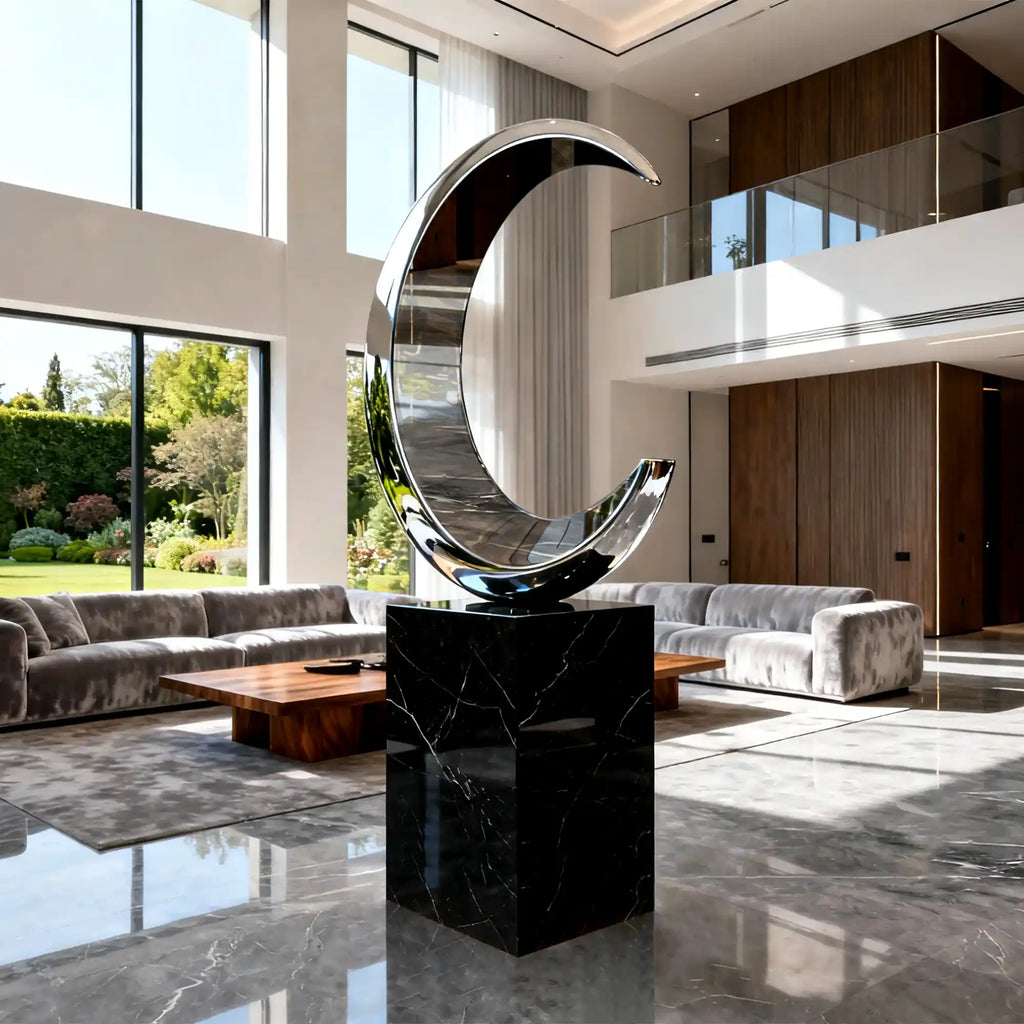 VICTORY Stainless Steel Mirror Moon Sculpture Modern Art Decor VSS-01 ...