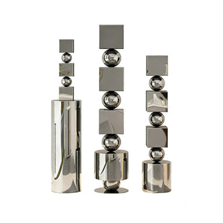 Contemporary stainless steel geometric sculpture in polished stainless steel for high-end indoor spaces