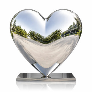 Contemporary stainless steel heart sculpture for hotel entrance resort courtyard and commercial landscape