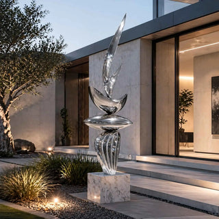 Mirror polished stainless steel abstract sculpture for luxury garden and villa, Indoor decor design VSS-109
