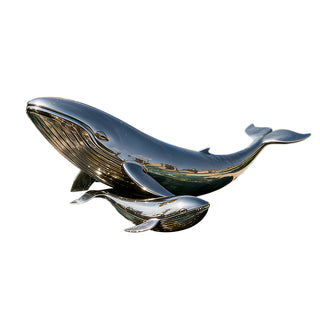 Stainless steel whale fountain sculpture for public installations, commercial landscapes, courtyard 