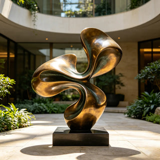 Victory Sculptures Modern abstract bronze flowing sculpture for luxury interior and lobby decor