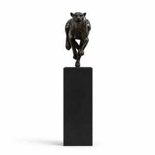 Luxury bronze black panther statue designed for executive offices hotels galleries and contemporary interiors