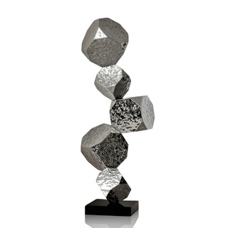 Modern stainless steel geometric stack sculpture with abstract polygon design for interior decor