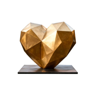 Contemporary geometric heart art sculpture for hotel gardens, lobbies, and luxury commercial spaces