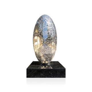 Stainless steel LED oval sculpture designed for commercial streets and public plaza night views VSS-55