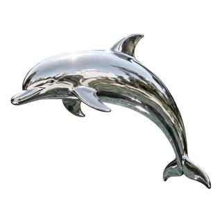 Outdoor weather-resistant metal dolphin sculpture perfect for park and courtyard decoration.