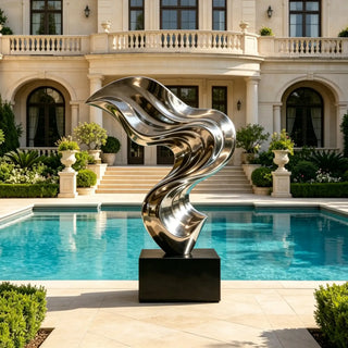 VICTORY VSS-64 Contemporary abstract stainless steel curve sculpture for luxury garden decor