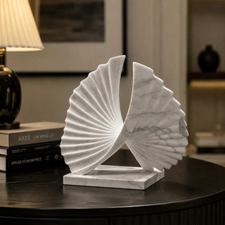 Contemporary white marble tabletop sculpture for console table and luxury office decor
