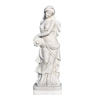 Classic white marble maiden sculpture in neoclassical style for luxury garden outdoor decor