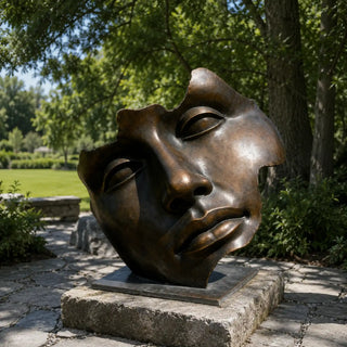 Victory Sculptures VSB-99 Bronze half-sleeping face sculpture for urban park art installation